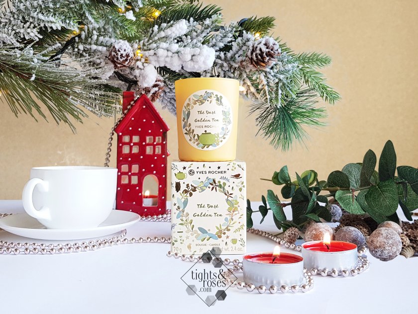 Ароматизированная свеча из лимитированной рождественской серии Золотой чай от Yves Rocher